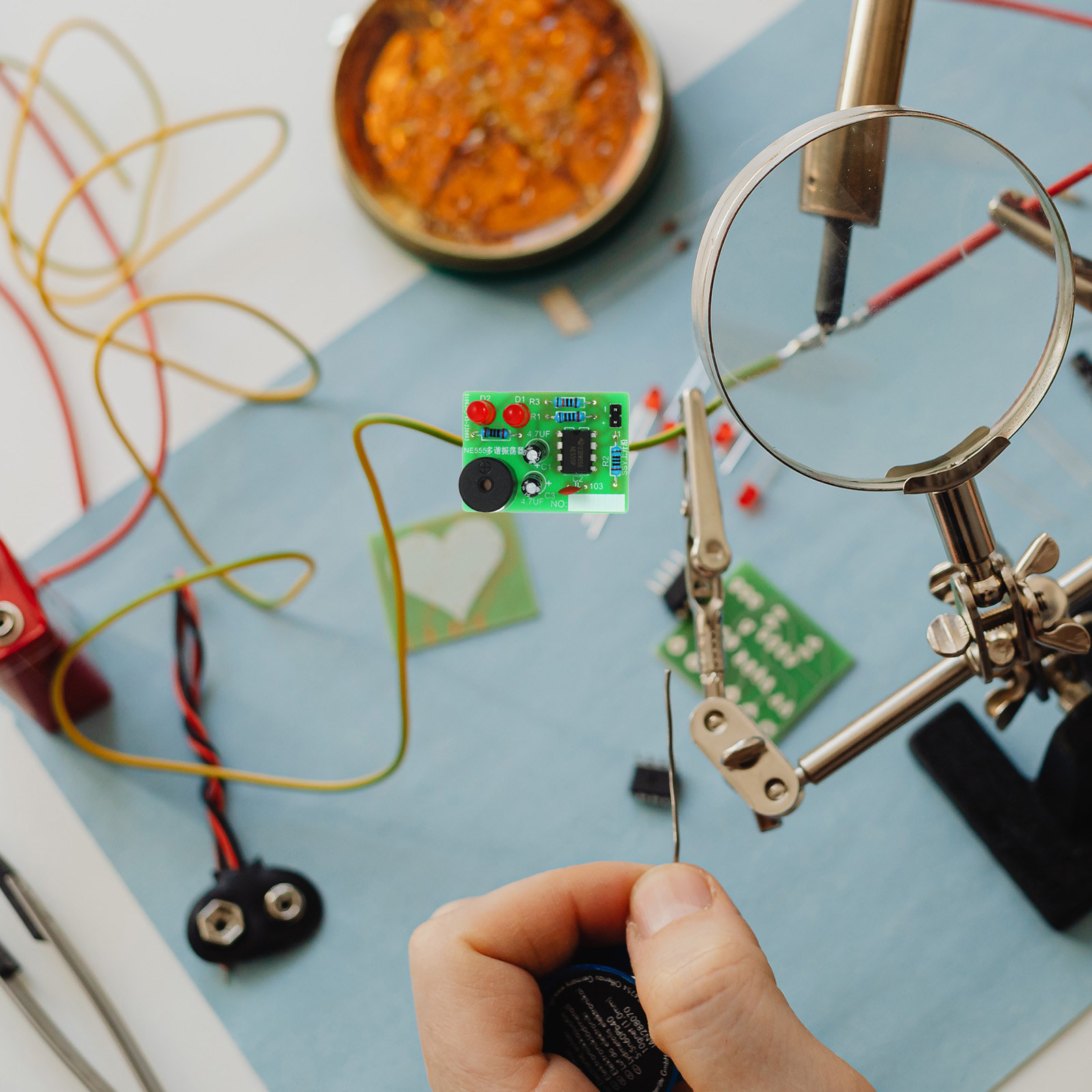 Diy Electronics Project - 5-częściowy zestaw do nauki lutowania, płytka