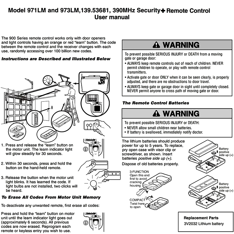 Nowy 971LM 973LM Security+ pil – Diy Electronics Button recenzja i cena